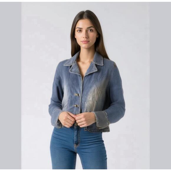 Faded Glory Blue Denim Jacket Women’s Small Classic Fit Cotton Jean Coat - Picture 1 of 7